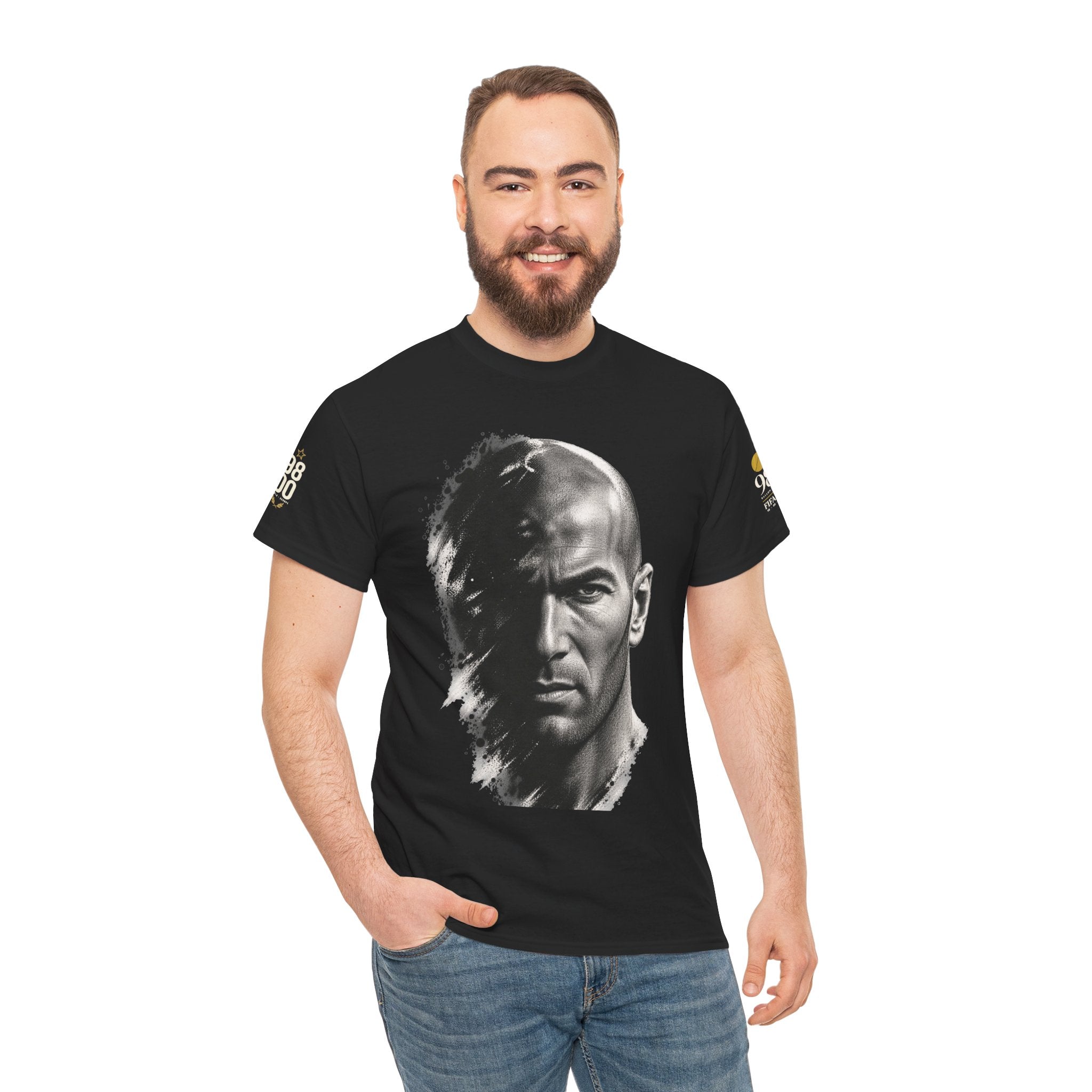 Portrait Graphic Tee — Split Face Black & White Art