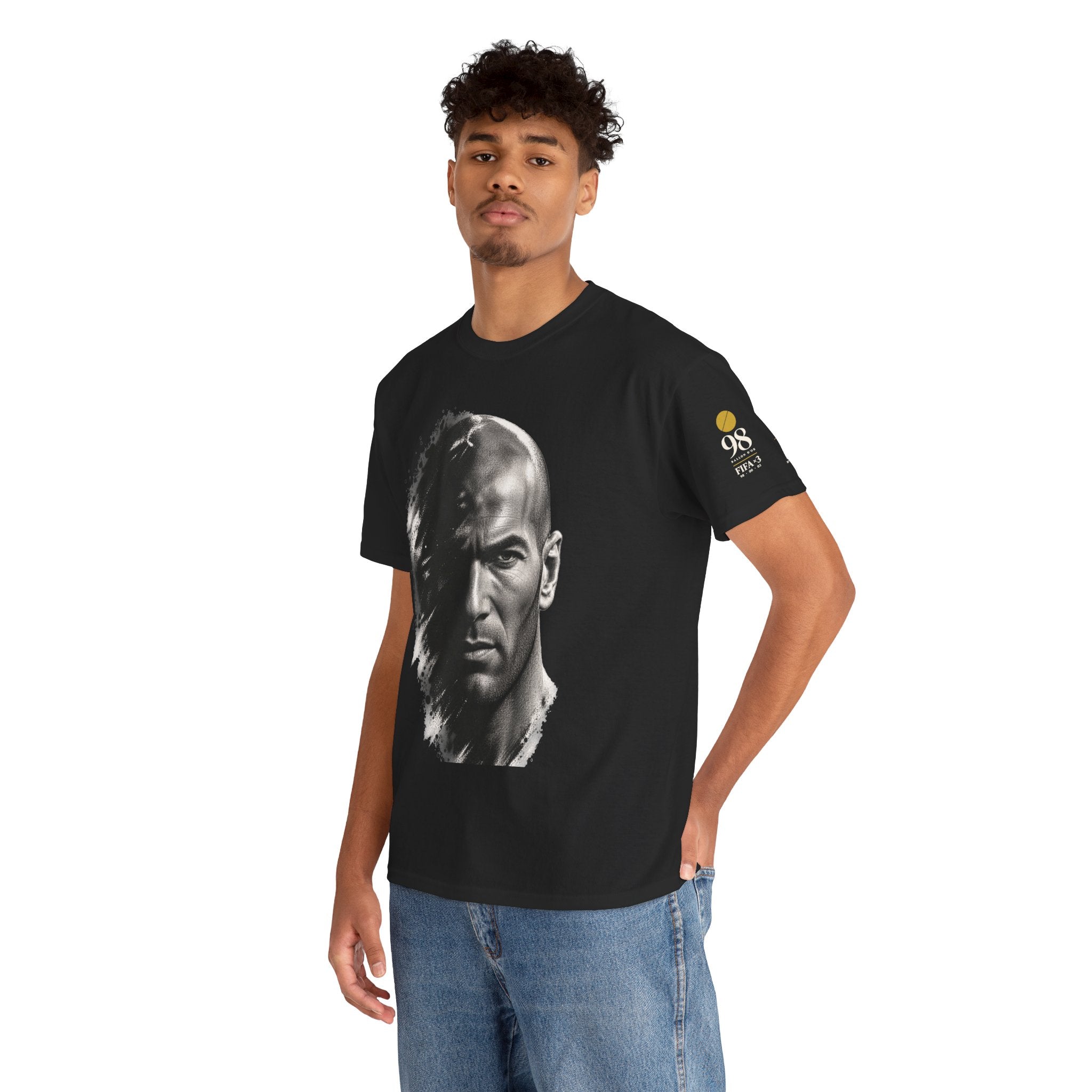 Portrait Graphic Tee — Split Face Black & White Art